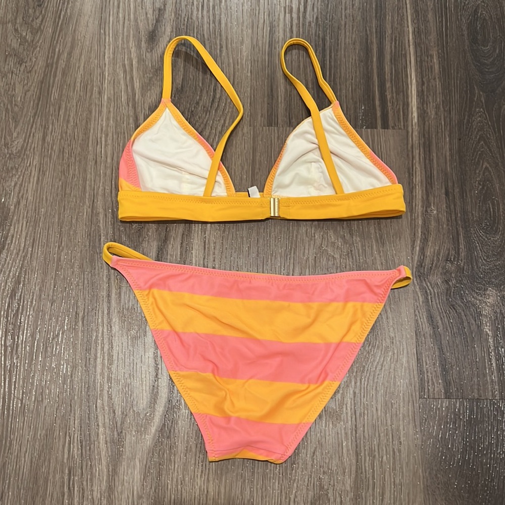 Bright Orange Solid And Stripped Bikini - image 2